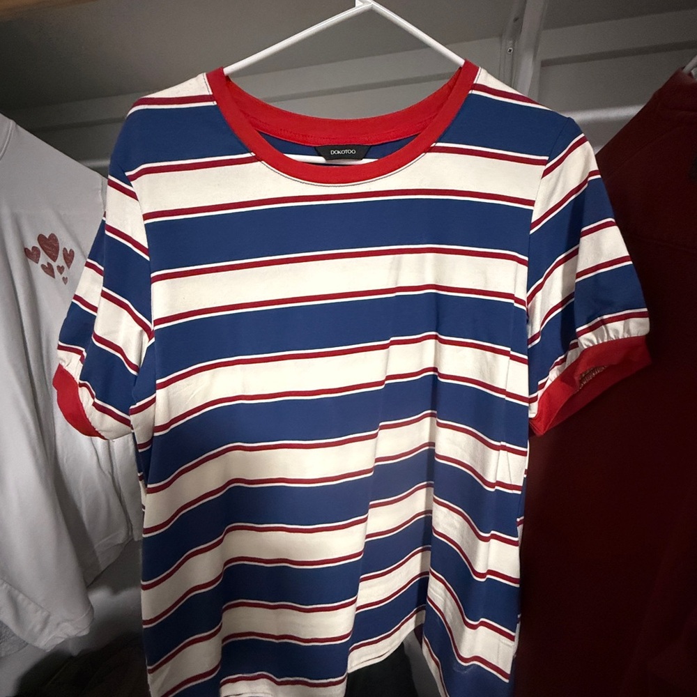Striped Blue and Red Short Sleeve Tee